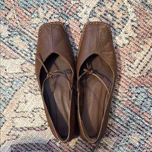 Aloha Sway Brown Square-Toe Ballet Flats